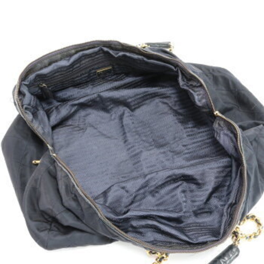 Prada Tessuto Quilted Boston Bag Chain Triangle Logo Leather Trips Travel EHM - Picture 12 of 14